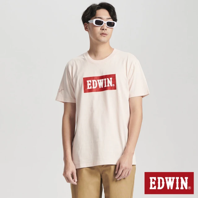 EDWIN 男裝 音樂紅印花短袖T恤(淡粉紅)