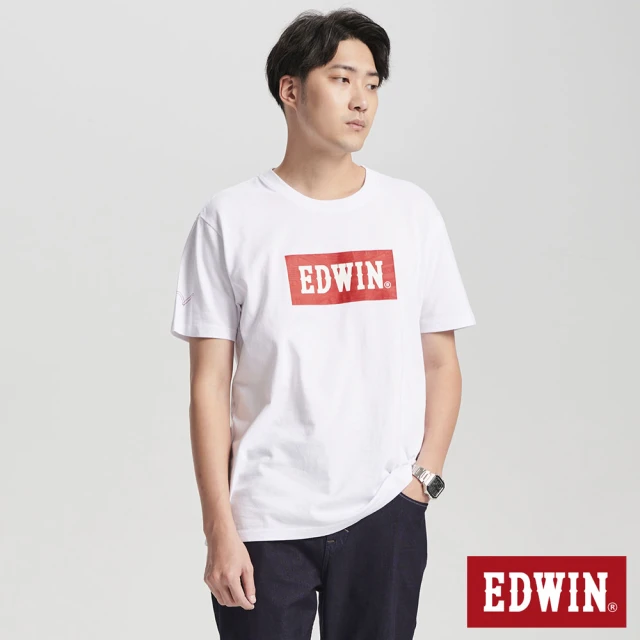 EDWIN 男裝 音樂紅印花短袖T恤(白色)