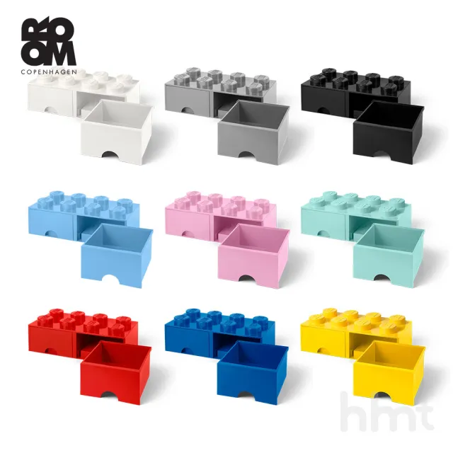 【LEGO 樂高】Room Copenhagen LEGO☆ Storage Brick 8樂高積木經典方塊八抽屜盒-灰色(樂高收納盒)