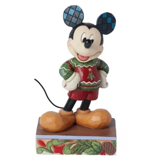 【Enesco】精品家飾 Disney 迪士尼 米奇穿毛衣聖誕塑像居家擺飾