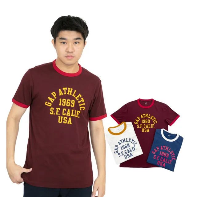 【GAP】男款 現貨 GAP 滾邊 LOGO 純棉 偏薄涼爽 gap 短袖 T恤 短T 保證正品(短袖 T恤8440CK2)