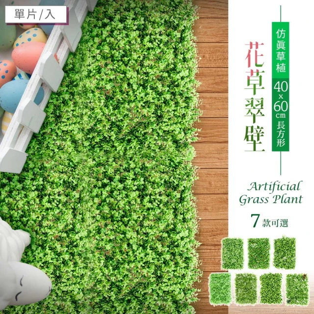 【dayneeds 日需百備】仿真草植-花草翠壁 60X40cm長方形 7款可選(植生牆/仿真植物牆/植草磚/植物牆)