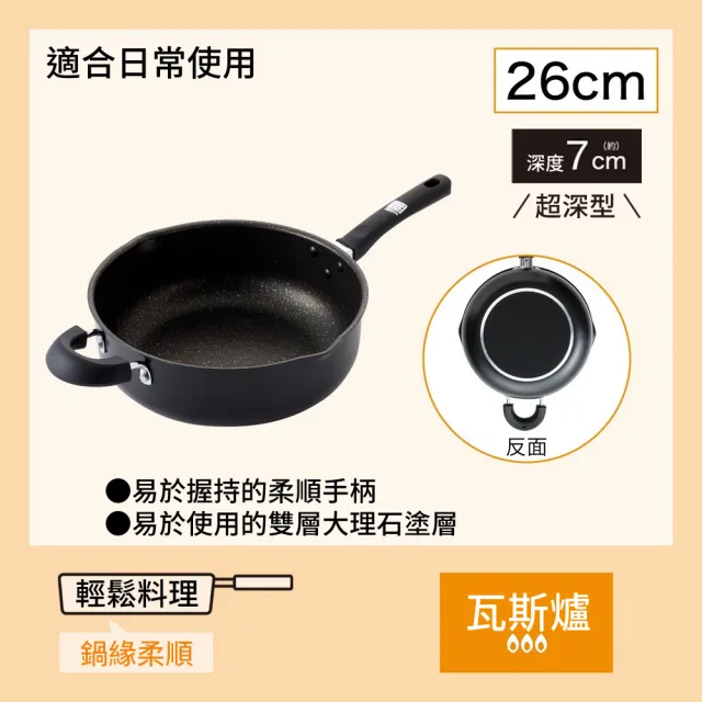 【NITORI 宜得利家居】瓦斯用加深型平底鍋 26CM KF01(加深型平底鍋 平底鍋 瓦斯 KF01)