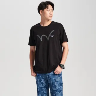 【EDWIN】男裝 七彩反光大W印花短袖T恤(黑色)