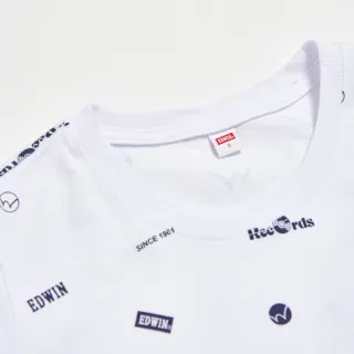 【EDWIN】女裝 Y2K 滿版印花布短袖T恤(白色)