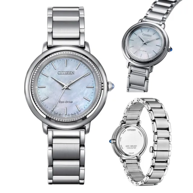 【CITIZEN 星辰】L系列 白蝶貝光動能女錶-銀31.2mm(EM1100-84D)