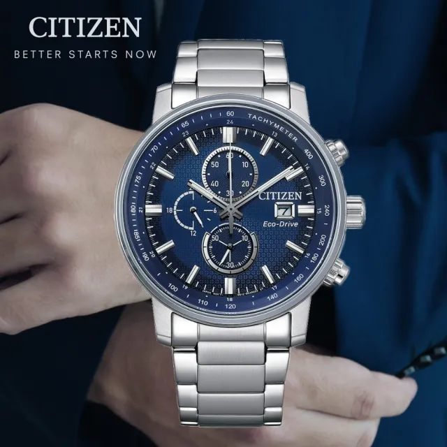 【CITIZEN 星辰】Chronograph 亞洲限定 光動能計時腕錶 石英錶43mm(CA0840-87L)