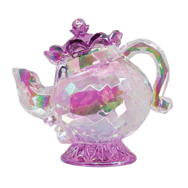 【Enesco】精品家飾 Disney 迪士尼 美女與野獸 茶壺太太透明塑像居家擺飾