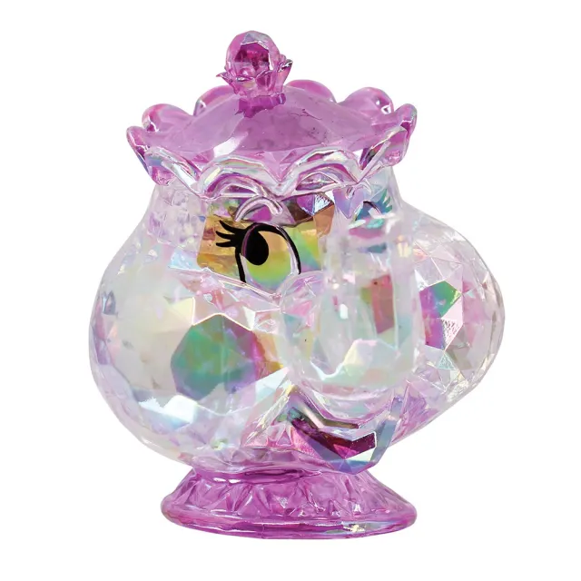 【Enesco】精品家飾 Disney 迪士尼 美女與野獸 茶壺太太透明塑像居家擺飾