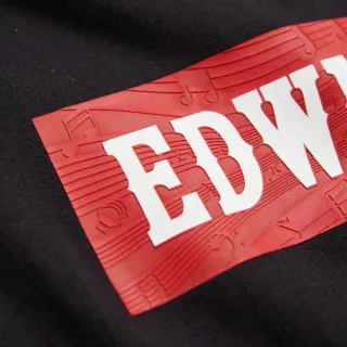 【EDWIN】女裝 音樂紅印花短袖T恤(黑色)