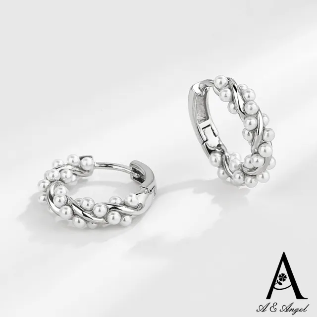 【ANGEL】纏綿珍珠圈圈高貴扣式耳環(2色可選)