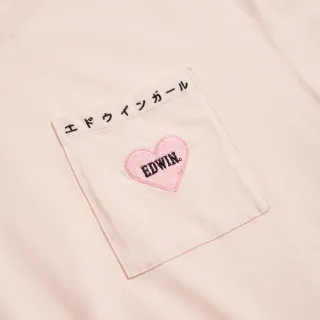 【EDWIN】女裝 TY2K愛心寬版短袖T恤(淡粉紅)