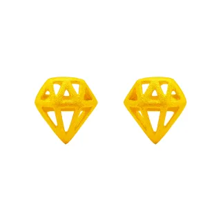 【葳絲姬金飾】9999純黃金耳針/耳環 鑽石-0.25錢±3厘