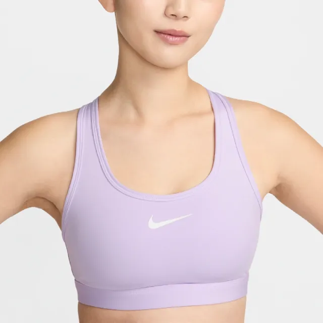 【NIKE 耐吉】運動內衣 Swoosh 紫 白 速乾 中強度支撐 健身 瑜珈(DX6822-511)