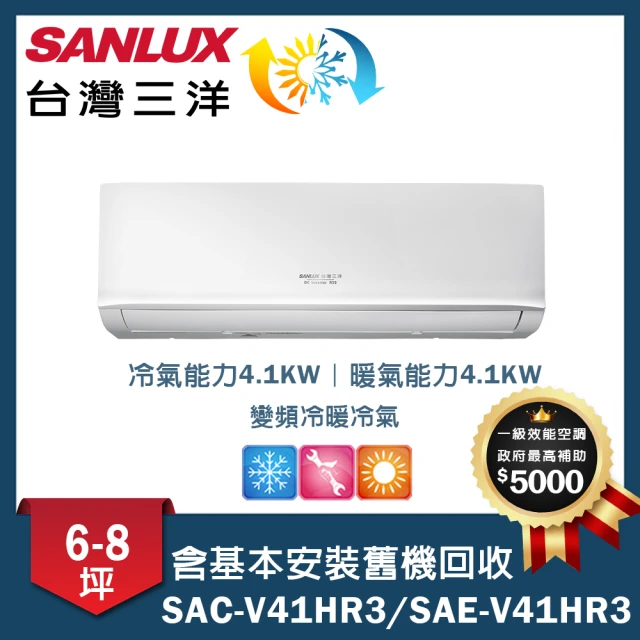 SANLUX 台灣三洋 6-8坪變頻一對一經典型SAC-V41HR3/SAE-V41HR3