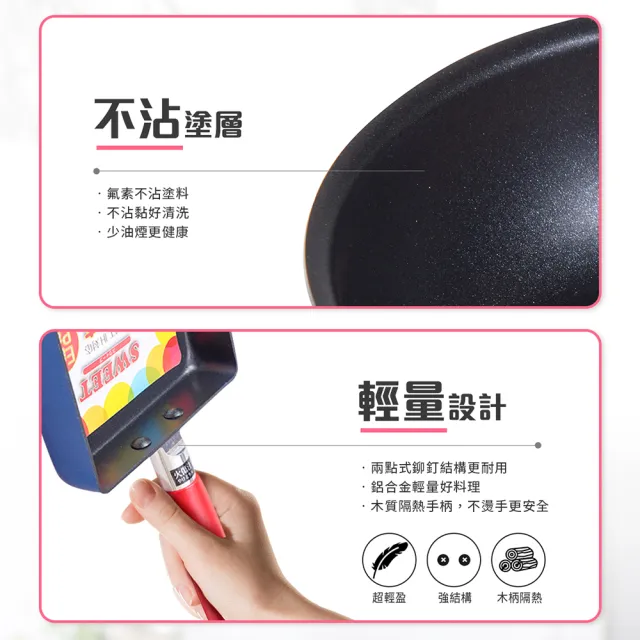 【Quasi】彩漾輕巧單柄不沾萬用鍋(24cm炒鍋+玻璃蓋+砧板)