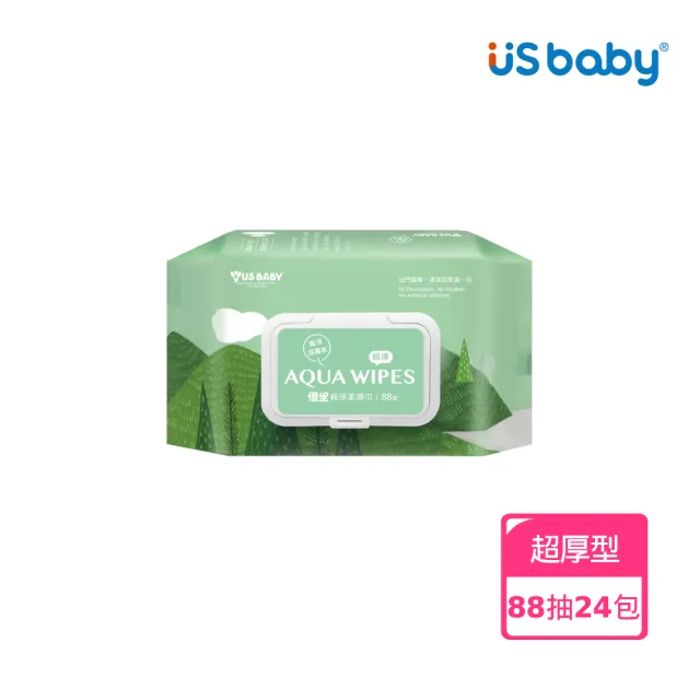 【US BABY 優生】超厚型含蓋純淨柔濕巾88抽(24包)