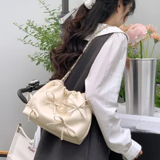【LEEHER】雙11 包包/水桶包/肩背包/蝴蝶結包包/鍊條包包/小眾包包/軟皮包/韓國肩背包/可愛包包