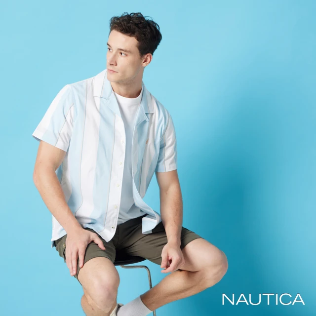 NAUTICA 男裝 百搭窄版修身短褲(軍綠色)