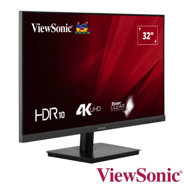 【ViewSonic 優派】VA3208-4K-MHD 32型 4K 窄邊美型螢幕(VA/HDR10/HDMI/DP/4ms/內建喇叭/無邊框設計)