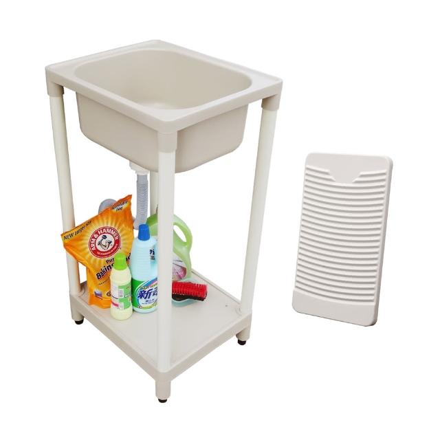 【LOGIS】雙槽拉門櫃體洗衣槽 86CM * 58CM(洗手台 臉盆 浴櫃)