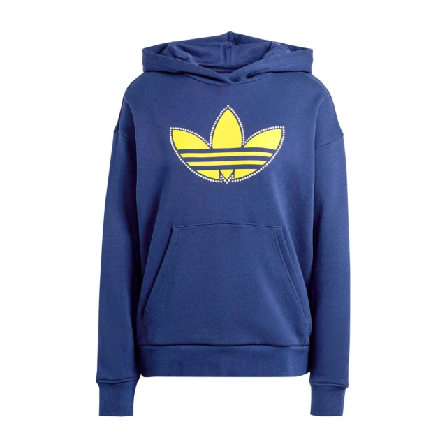 adidas 愛迪達 BF Fit Hoodie 女 連帽 外套 帽T 運動 休閒 三葉草 寬鬆 藍黃(IL2422)