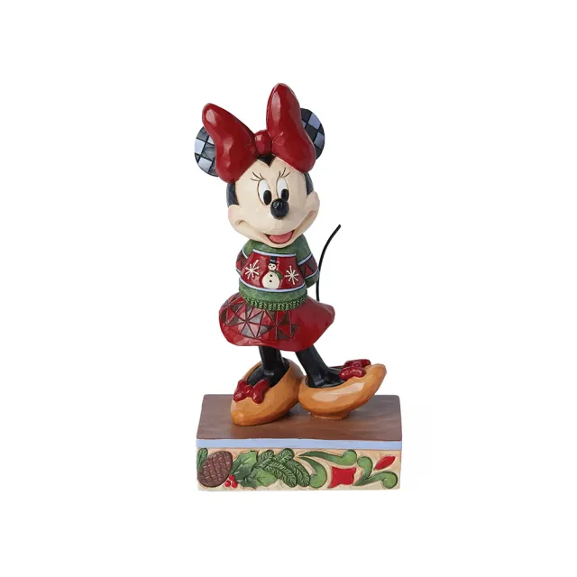 【Enesco】精品家飾 Disney 迪士尼 米妮穿毛衣聖誕塑像居家擺飾
