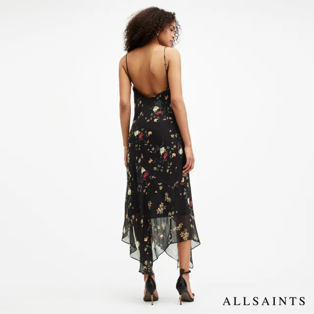 【ALLSAINTS】CHARLOTTE KORA 人造絲花卉印花細肩垂墜洋裝 W299DA(修身版型)