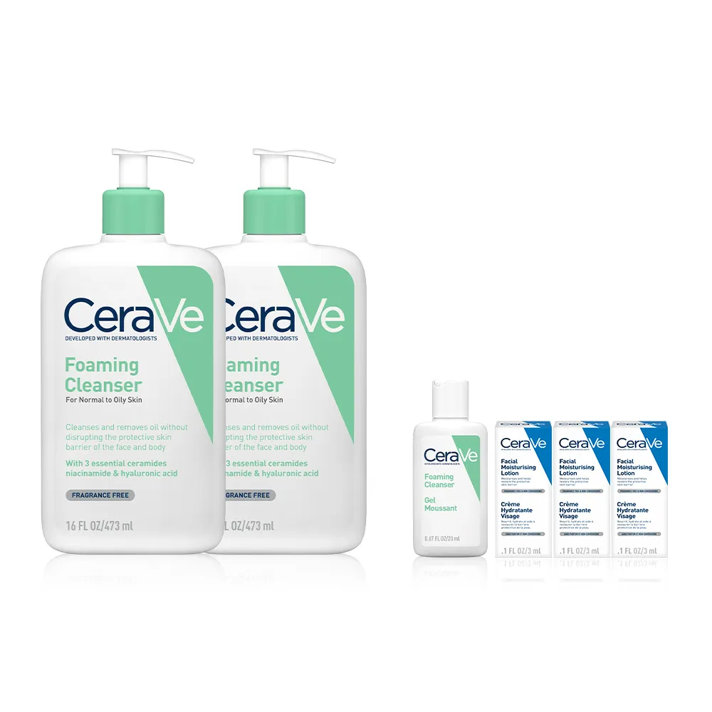 【CeraVe 適樂膚】溫和潔顏雙入組★溫和泡沫潔膚露 473ml*2_B(泡沫質地)