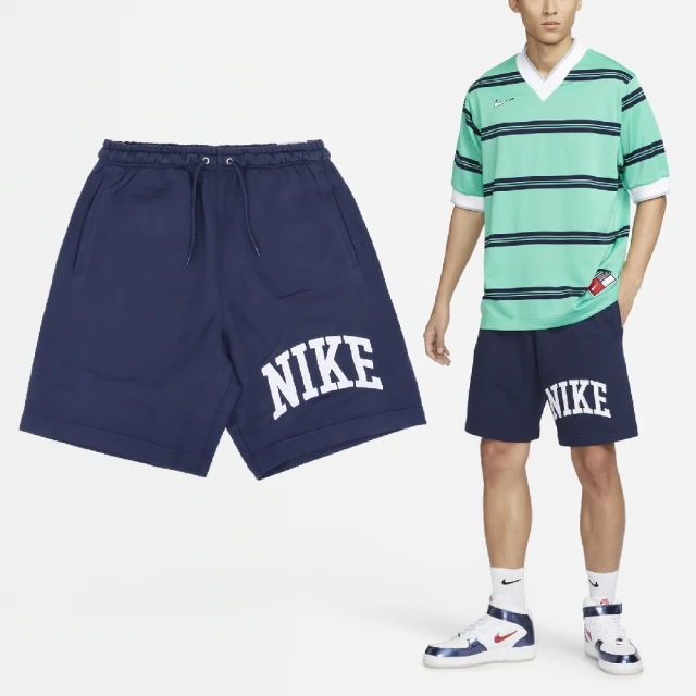 NIKE 耐吉 短褲 NSW Club Sohrts 男款 藍 白 毛圈布 抽繩 棉褲(FQ4093-410)