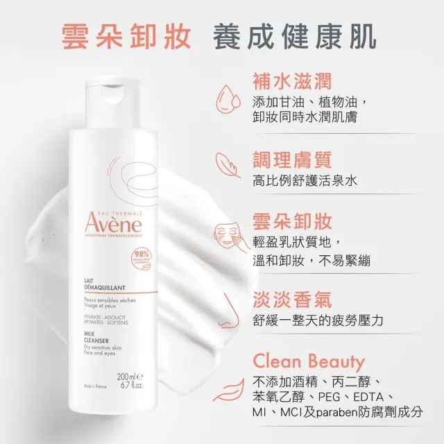 【Avene 雅漾官方直營】活泉舒緩卸妝乳 2入組