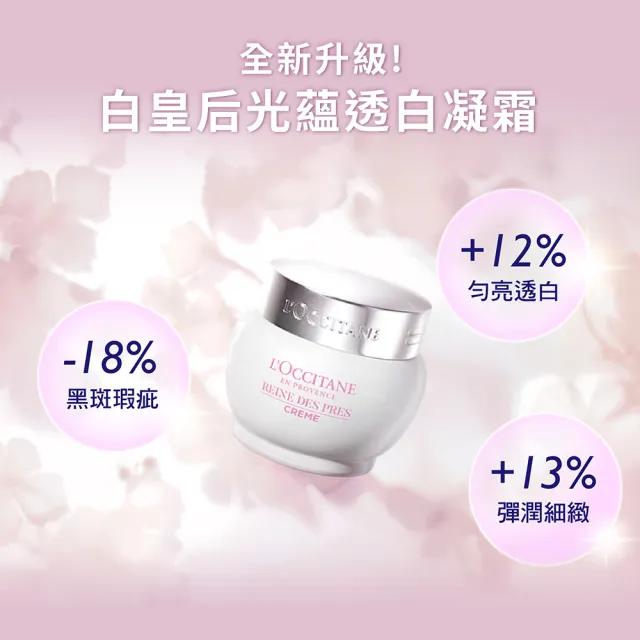 【L’Occitane 歐舒丹】光蘊透白雙星組(淨白晶萃30ml+凝霜50ml 送化妝包/美白/保濕霜/精華)