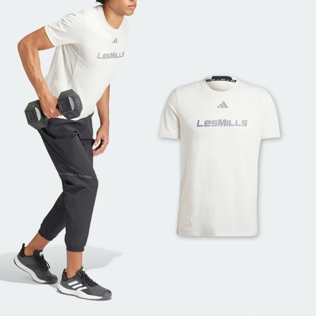 adidas 愛迪達 短袖 Les Mills Graphic Tee 男款 白 銀 吸濕排汗 運動 健身 愛迪達(IX7976)