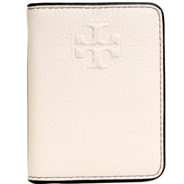 TORY BURCHTORY BURCH THEA 經典縫線LOGO荔枝紋皮革名片夾(象牙白)