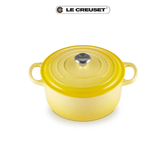 【Le Creuset】典藏琺瑯鑄鐵鍋圓鍋 22cm(閃亮黃-鋼頭)