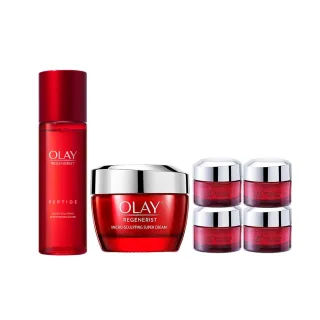 【OLAY 歐蕾】2步驟彈潤組(膠原大紅瓶50g+大紅瓶精華水150ml)