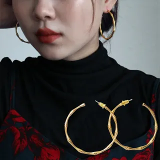 【KT DADA】包包 純銀耳環 純銀飾品 歐美飾品 竹節造型耳環 大耳環 個性耳環 圈圈耳環 韓 