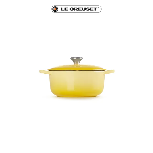 【Le Creuset】典藏琺瑯鑄鐵鍋圓鍋  18cm(閃亮黃-鋼頭)