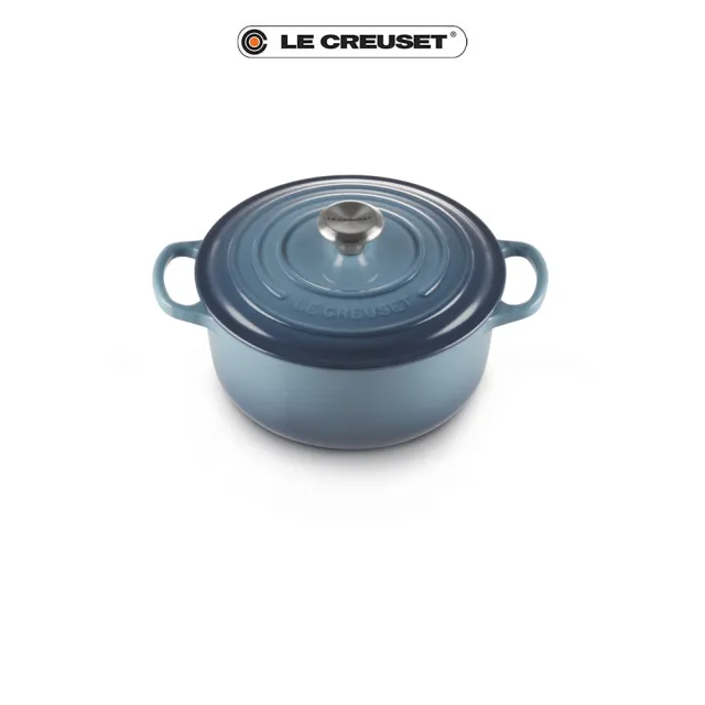 【Le Creuset】典藏琺瑯鑄鐵鍋圓鍋 20cm(水手藍-鋼頭)