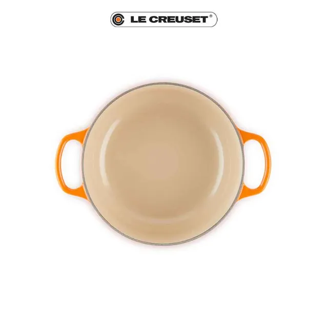 【Le Creuset】典藏琺瑯鑄鐵鍋圓鍋 22cm(火焰橘-鋼頭)