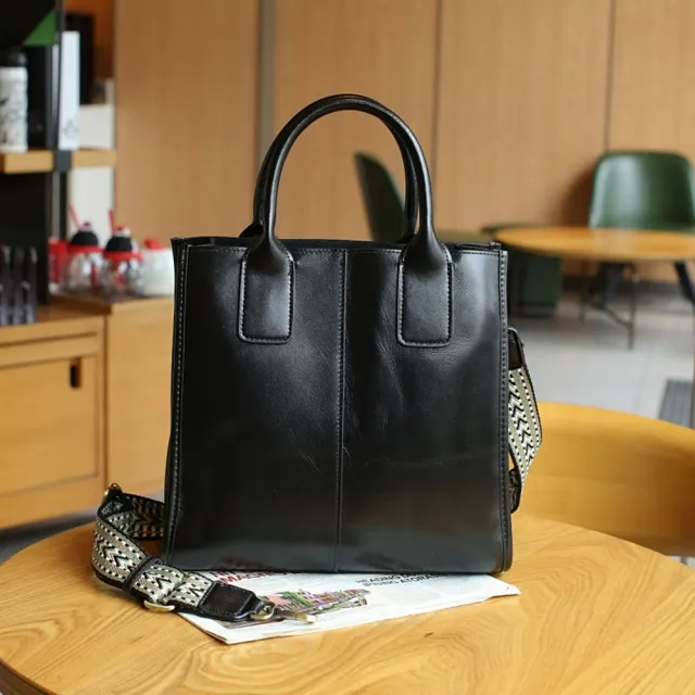 【巴黎精品】真牛皮側背包真皮包包單肩背包托特包手提包女包包(斜背包復古通勤5色a1gn10)