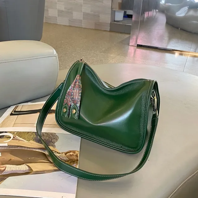 【巴黎精品】真牛皮側背包真皮包包單肩背包托特包手提包女包包(簡約水餃包休閒6色a1gn34)