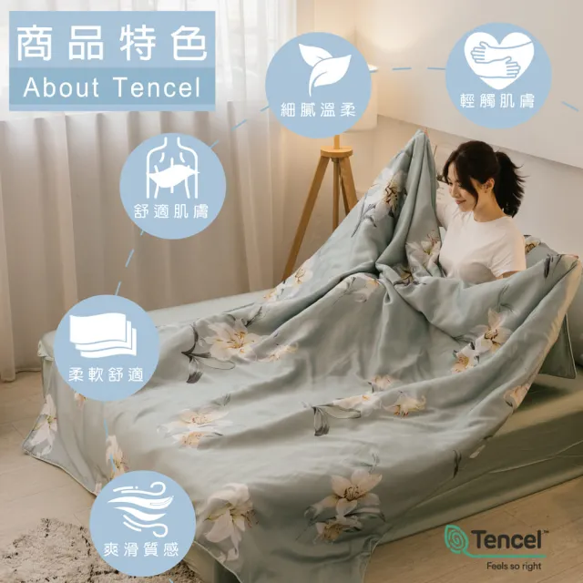 【Jindachi 金大器】頂級60支 100%純天絲兩用被雙人床包4件組-多款任選(添加德國銀離子抗菌劑)