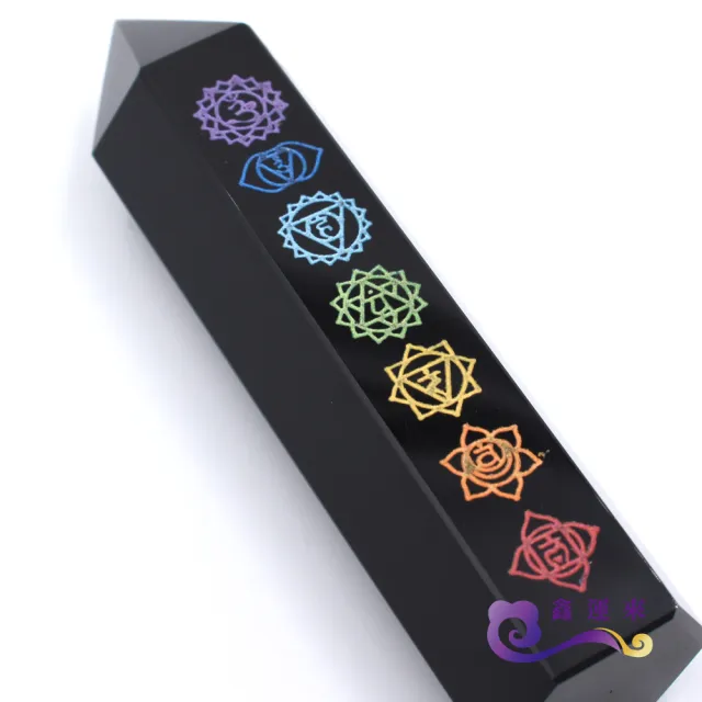 【鑫運來】◎七脈輪黑曜石晶柱