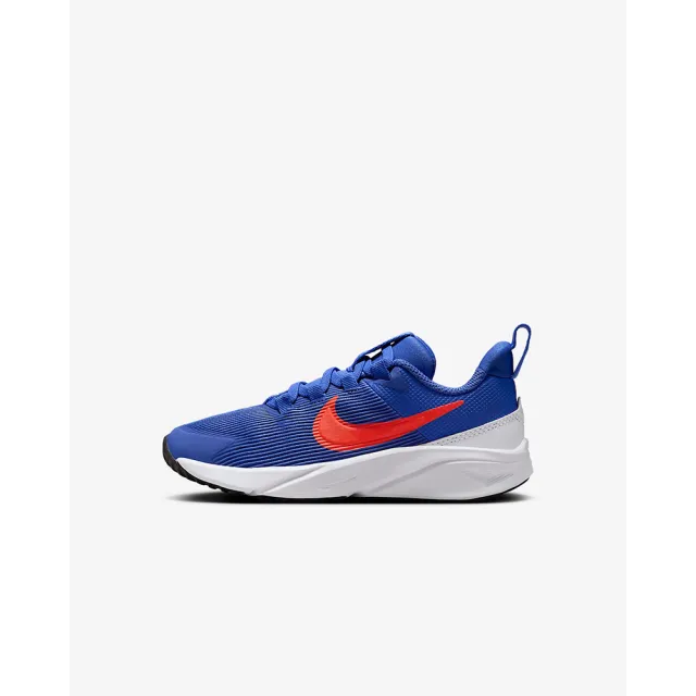 【NIKE 耐吉】運動鞋 跑鞋 慢跑鞋 中大童 NIKE STAR RUNNER 4 NN PS 藍 紅 彈性鞋帶(DX7614402)