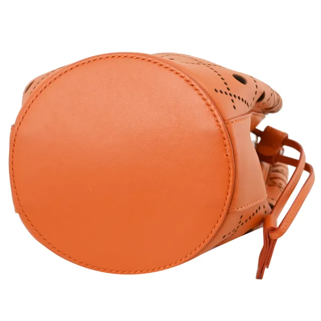 【TOD’S】TODS Bucket Bag Micro 穿孔小牛皮迷你束口手提包水桶包兩用包(橘)
