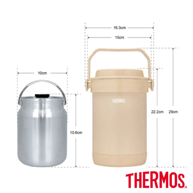 【THERMOS膳魔師】奶茶褐不鏽鋼真空燜燒提鍋1500ml(RPF-20-LMT)