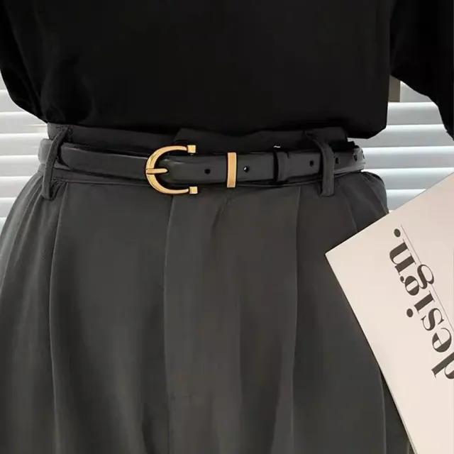 【LEESA】真皮腰帶\皮帶女\復古皮帶\精品皮帶\牛皮皮帶\女款皮帶\細腰帶\細皮帶\皮具\韓國