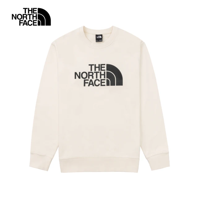 The North Face 北面男款米白色品牌LOGO印花長袖大學T｜8AT7QLI