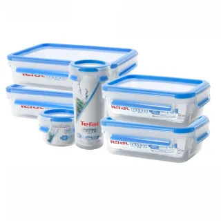 【Tefal 特福】無縫膠圈防漏PP保鮮盒 超值六件組(550MLx2+1.2Lx2+150ML+500ML)